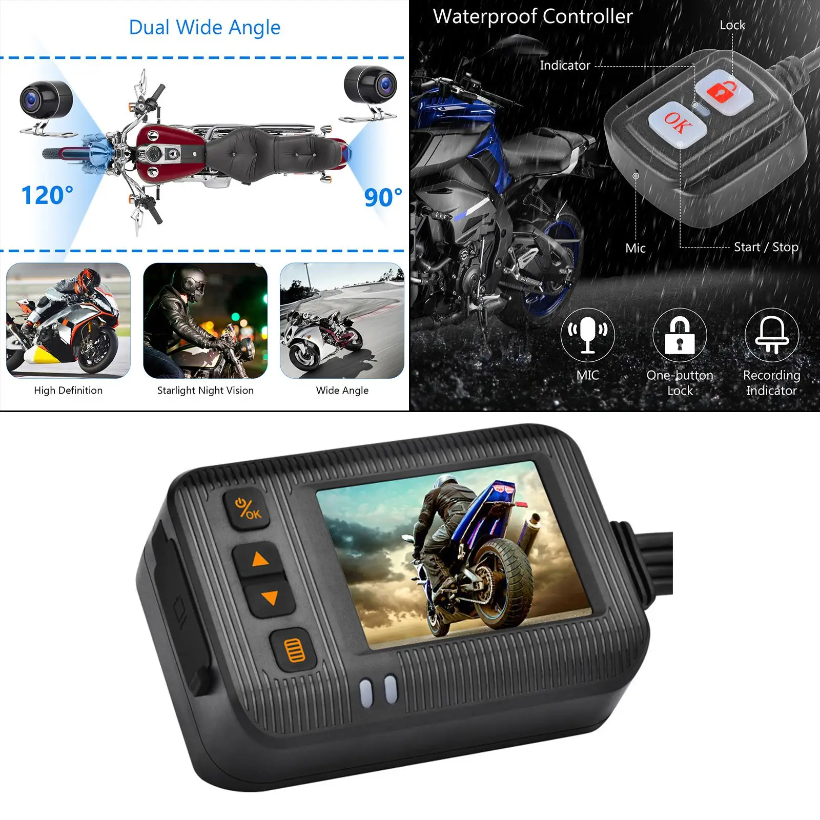 

Driving Camcorder 2 Inch Taking Pictures Line Control for Motorbikes