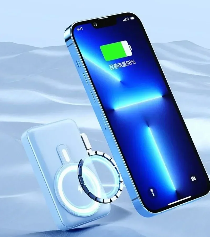 맥세이프 마그네틱 무선 3 선 보조배터리, 50000mAh, 미니 고속 충전 모바일 보조배터리 장착, 베스트셀러 신제품