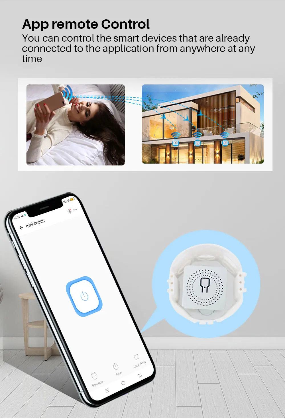 16A eWelink Wifi Mini Smart Switch 2-Way DIY Switch Circuit Breaker Timer Module