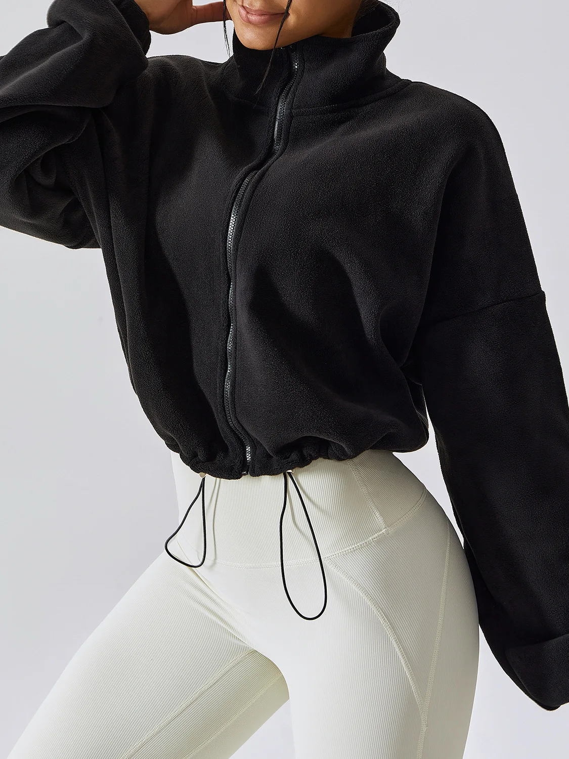 Loose Stand Collar Fce Lined Casual Jaet Stand Collar Oversize Soft Plu Women's Sweatirt Polyester Blend Fabric