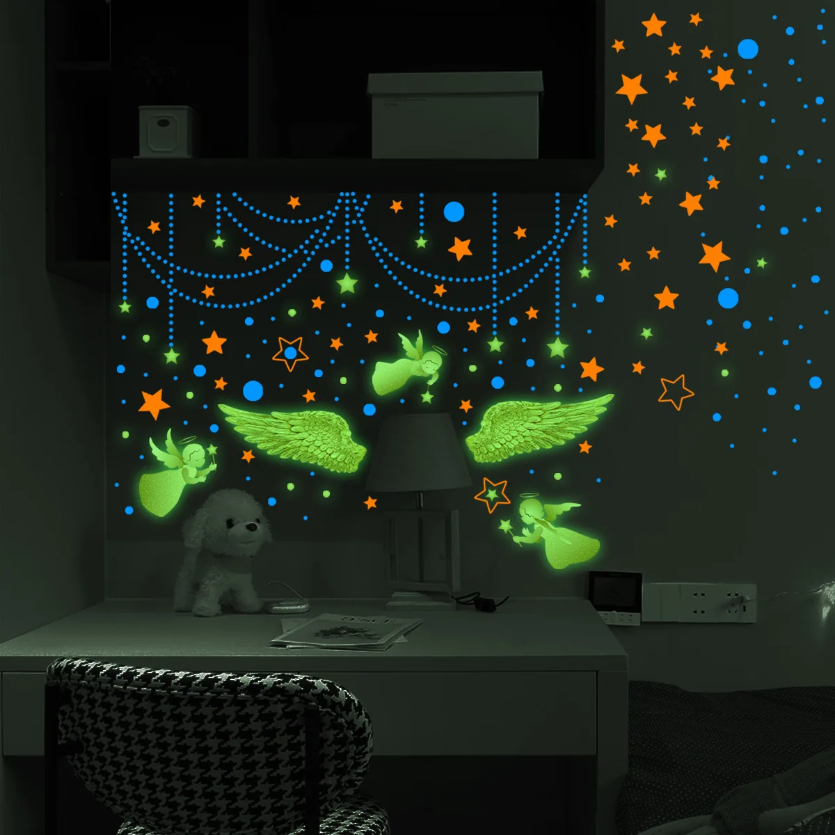 

Angel Genie Luminous Wall Sticker Background Wall Decoration Luminous Sticker Star Dots Glow Sticker