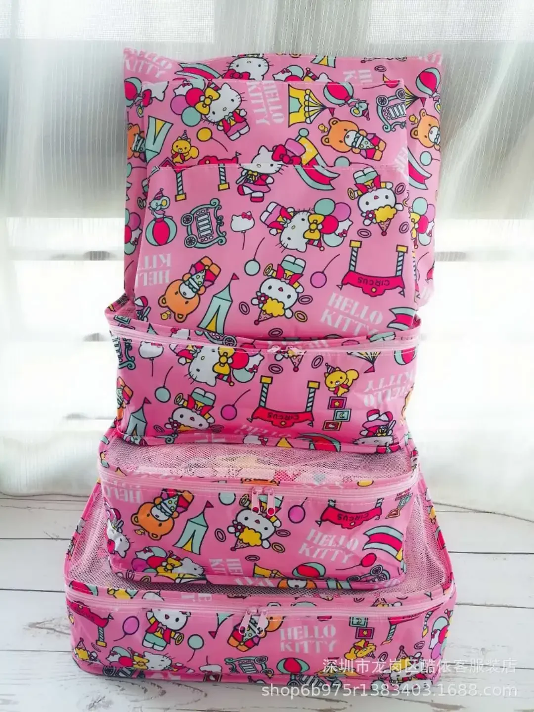 6PCS Sanrio hello kitty Cartoon handbag Travel Tote Bag Packing and Organizing Bag My Melody Cinnamon Dog Storage Bag 6