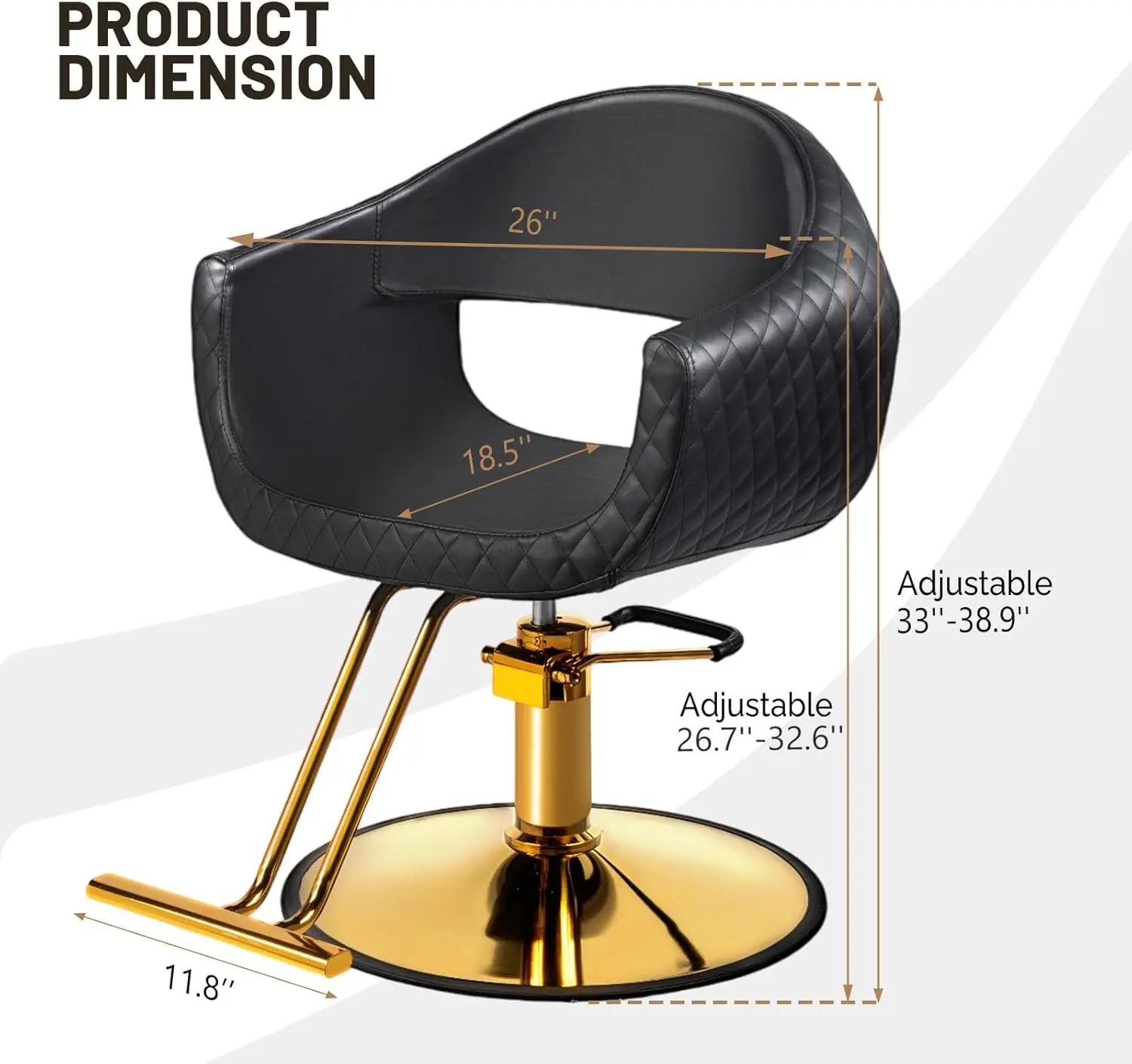 Omysalon Barber Chairs For Barbershop Black & Gold Styling Chair, Salon Chair For Hair Stylist, Heavy Duty Hydraulic Pump, - Image 3