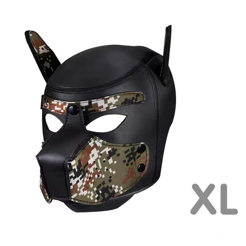 

Fetish Puppy Cosplay Costumes of XL Code Brand New Increase Large Size Padded Rubber Full Head Hood Mask with Collar for Party