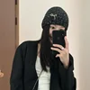 Woman Autumn Winter New Y2k Bow Headgear Silvery Sequined Knitted Hat Girls Ins Designer Fashion Party Cold Skullies Beanies 2