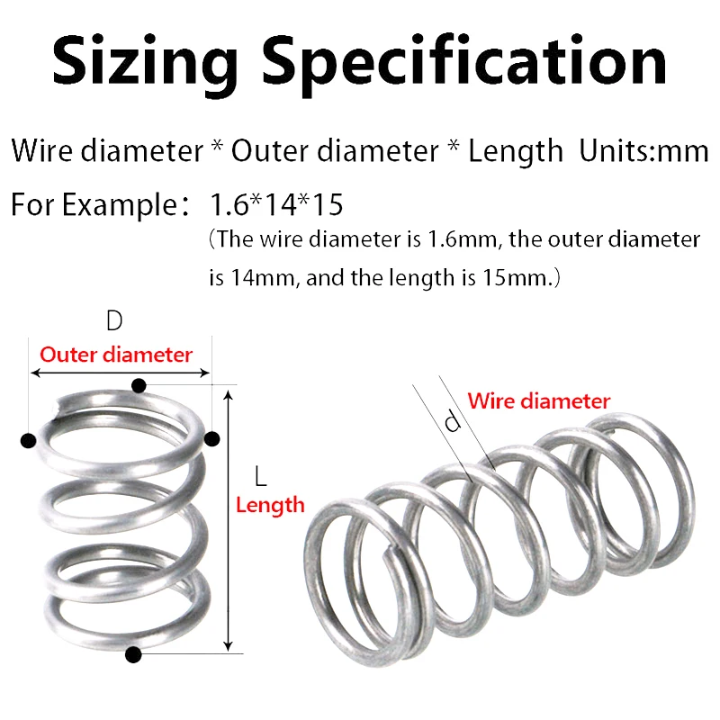 10Pcs Wire Diameter 0.6mm 0.7mm 304 Stainless Steel Micro Small Compression Spring OD 3mm/4mm/5mm/6mm/7mm/8mm/9mm/10mm/11mm/12mm