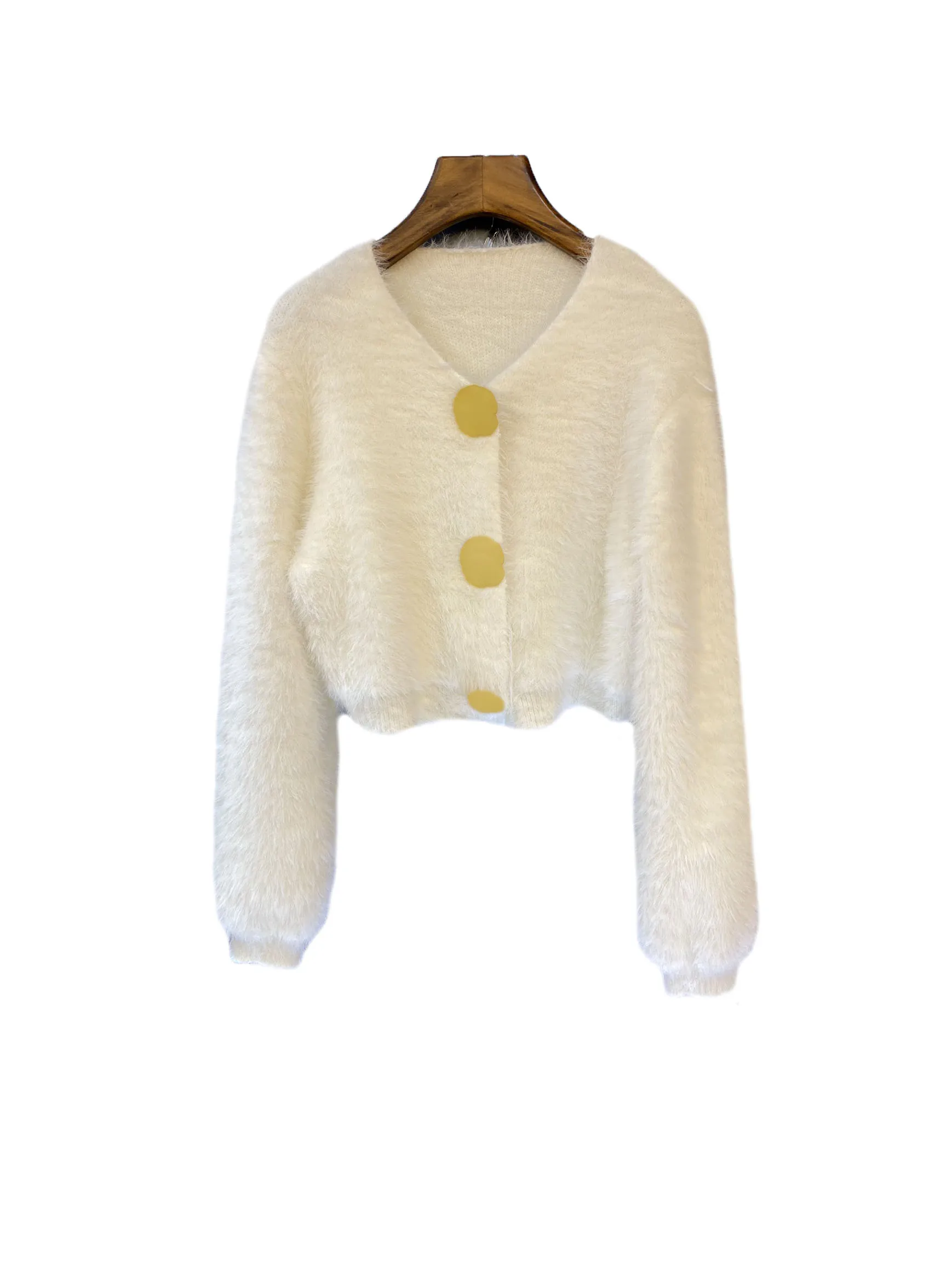 

Cardigan jacket V collar short loose version of the single-breasted design warm and comfortable 2023 winter new 1219