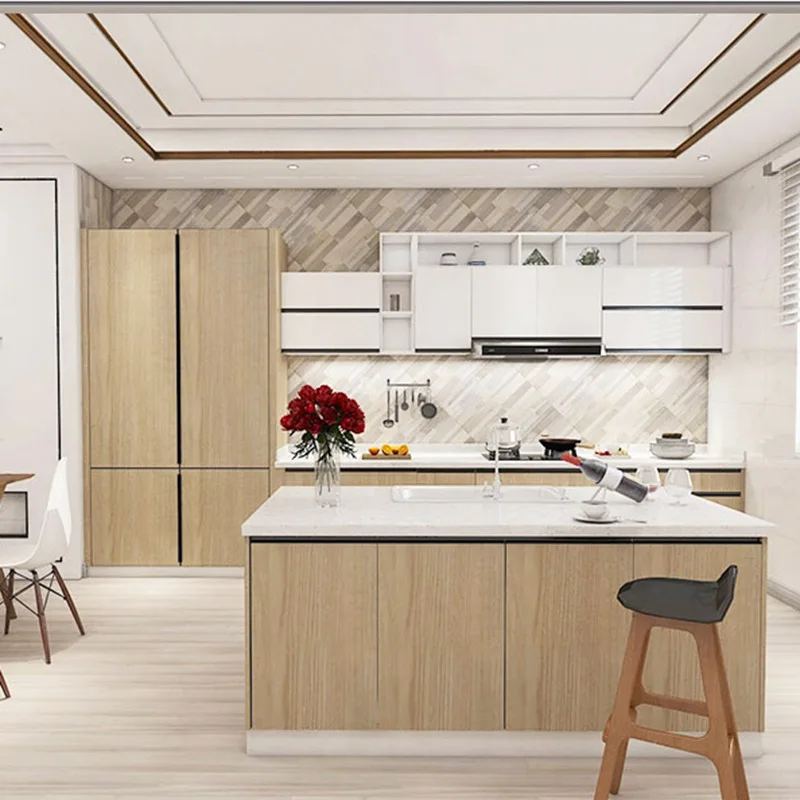 Made Modern Modular melamine Solid Wood home furniture Kitchen Cabinets