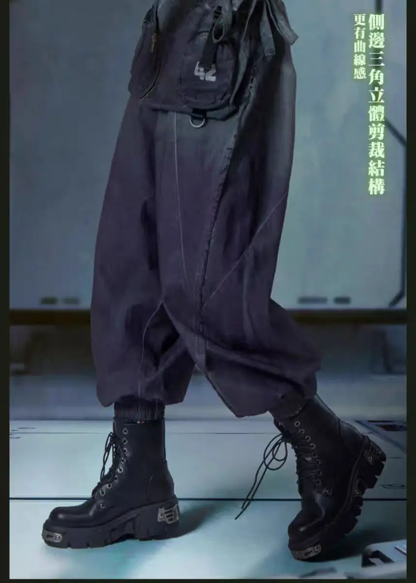 XEvil  cyberpunk Washed dyeing gradient pants wide cut waistband adjustment cotton material sci-fi dystopian