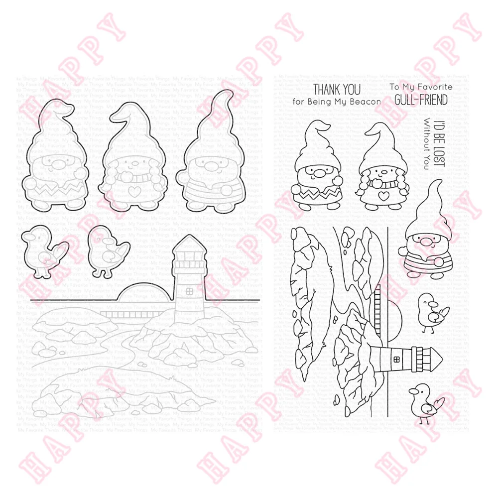 

Metal Cutting Dies Stamps Lighthouse Gnomes Scrapbook Diary Decoration Paper Craft Embossing Template DIY Greeting Card Handmade