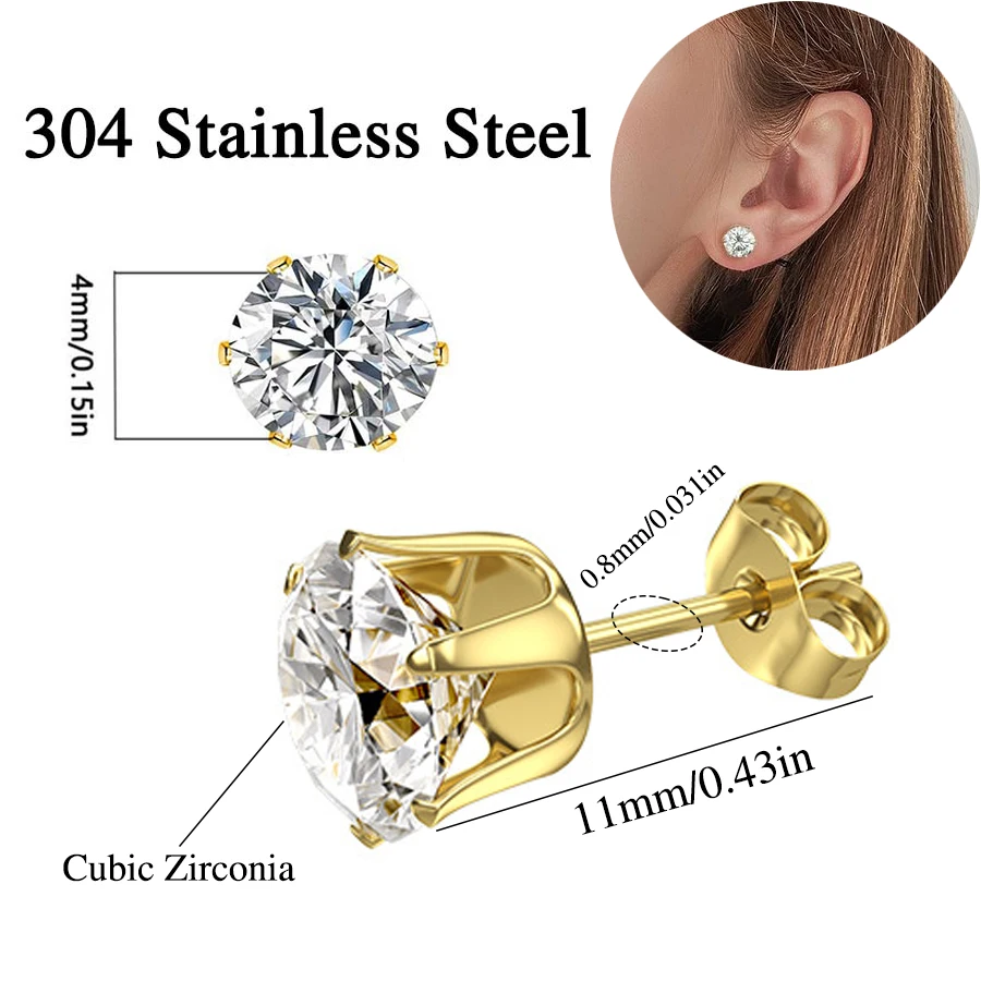 Ear Piercing Kit 2PCS Disposable Ear Piercing Gun with Built-in Ear Studs 2pcs Cubic Zirconia Earrings