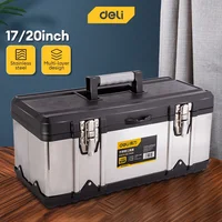 Deli 1 Pcs 15/17inch Multi-layer Stainless Tools Stroage Box Multifunctional Workers Portable Heavy Duty Tool Case Organizers 1
