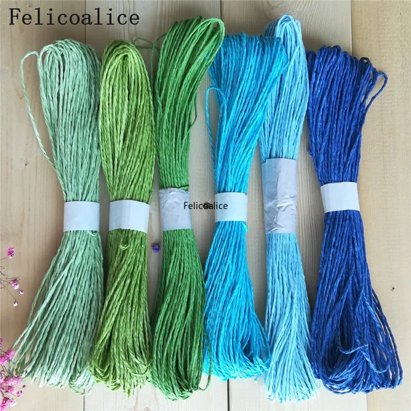 1pcs/lot 30M Rafi Grass Rope Double Piece Color Paper Rope Stickers Children DIY Hand-woven Kindergarten Art Materials raffia straw yarn straw yarn