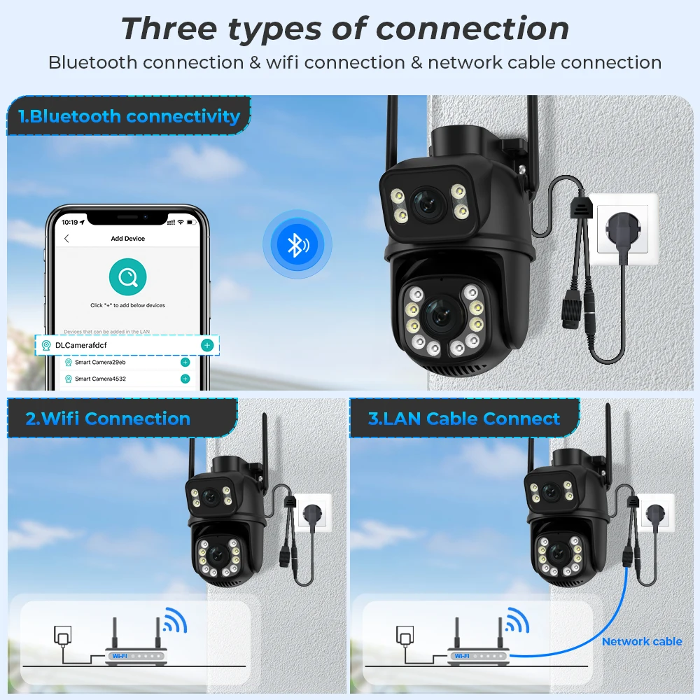 Sbaccad64c4bd46129a560eacd6823b4dh 8MP 4K Wifi Street IP camera Dual Lens Dual Screens Outdoor Wireless Camera Ai Auto Tracking CCTV Security Video Surveillance
