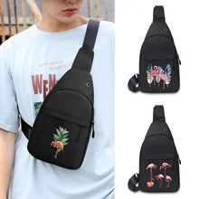 

Men's Fashion Chest Bag Outdoor Sports Portable One-shoulder Messenger Wallet Flamingo Print Multifunctional Street Canvas Bags