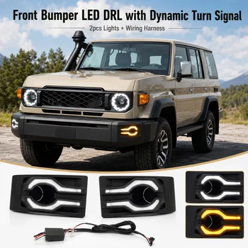 Luci Diurne a LED per Toyota Land Cruiser LC76 LC78 LC79 2023-2024 con Cablaggio e Indicatore di Direzione Dinamico