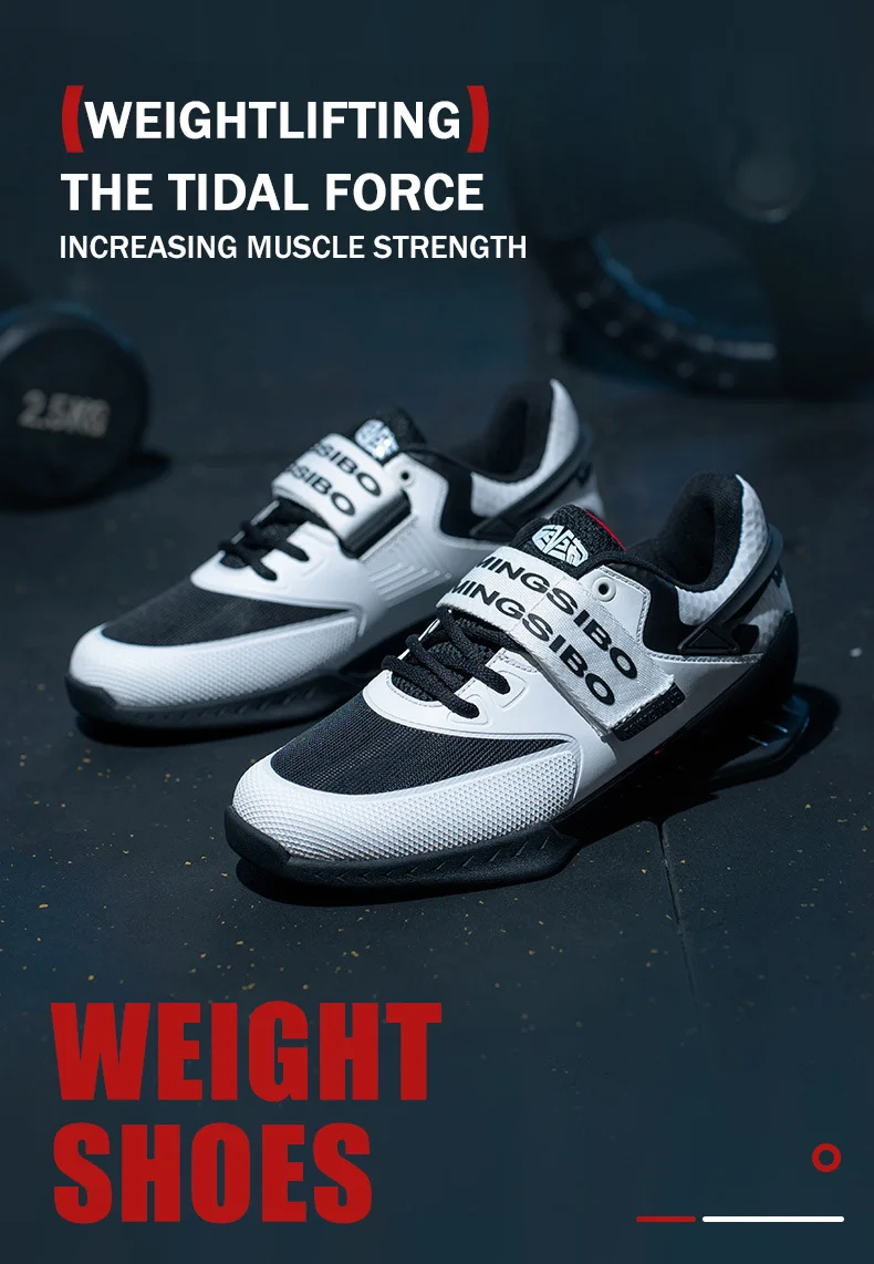 Description Picture 4 of itemMINGSIBO Brand Hook Loop Weightlifting Shoes Men Women Size 36-46 Gym Squat Boots Hard Pull Shoes Men's White Black Weightlift