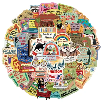 50 adesivi per cartoni animati con linguaggio ispiratore, album fai da te, custodia per telefono, laptop, tablet, adesivi decorativi