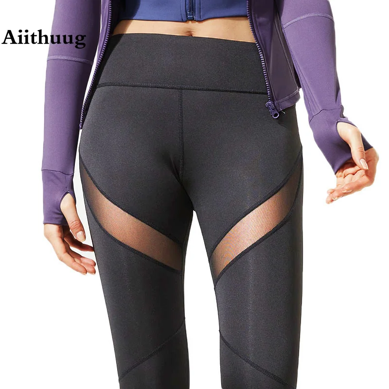 AiithuugWomenRunningTightsHighWaistMeshYogaLeggingsWorkout