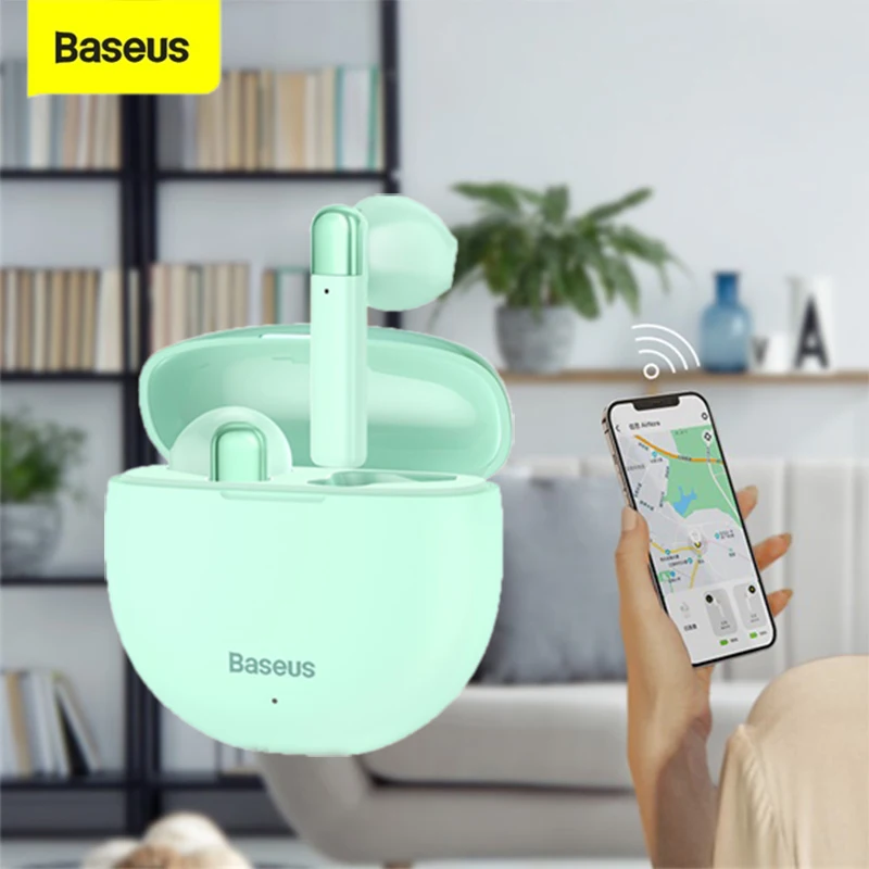 

Беспроводные двухканальные наушники Baseus W2 TWS, гарнитура ENC Call, водонепроницаемые наушники с защитой от потери, приложение GPS