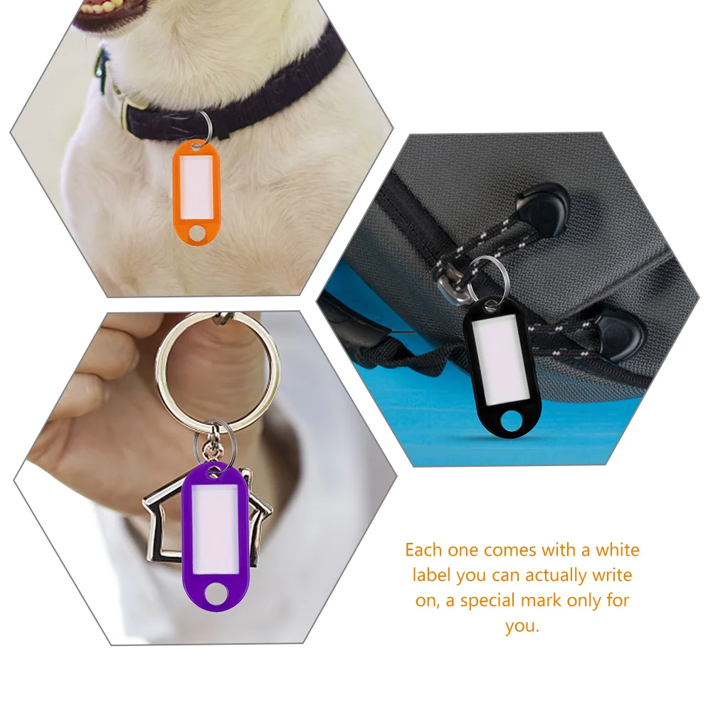 100 Pcs Key Ring Compact Label Tags Luggage Accessory Multifunction with Abs Color Identifiers Keychain