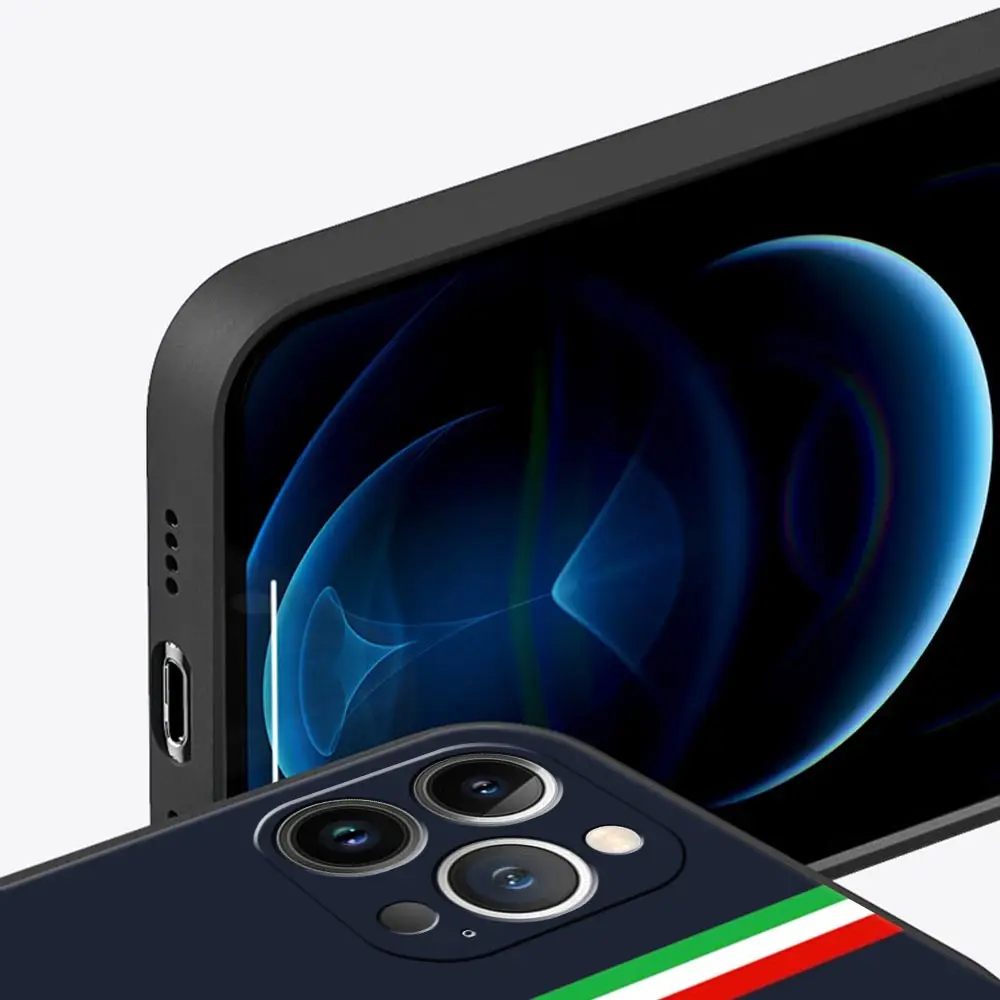 Italian Flag Luxury Silicone Phone Case - Black Protective Cover