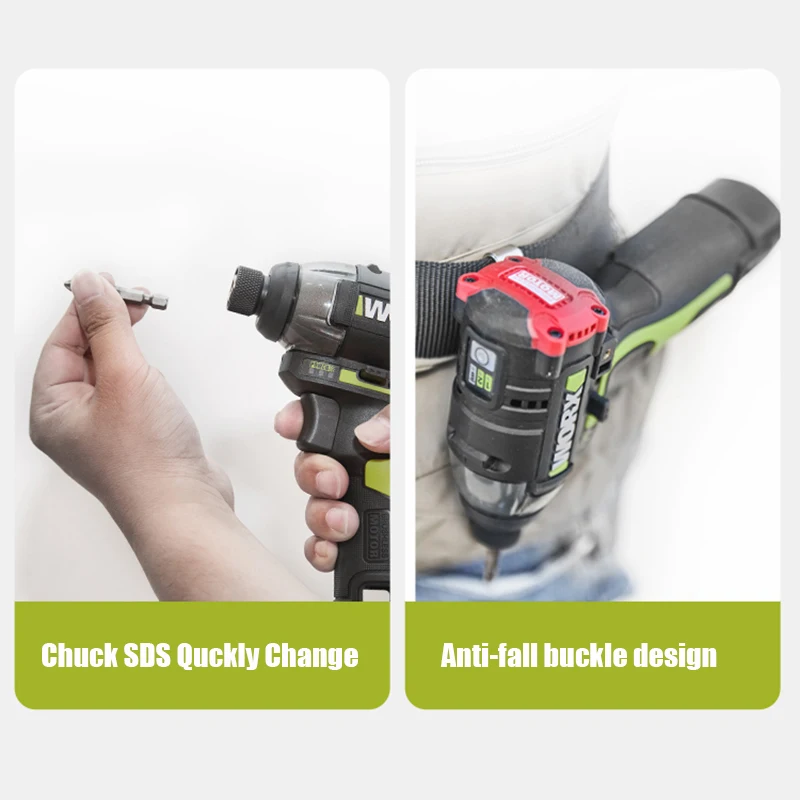Worx 무선 임팩트 스크루 드라이버, 브러시리스 WU132X 160Nm 자동 정지, 2 속도 조절 가능, 스마트 기어 1 개, 범용 WORX 12V 배터리