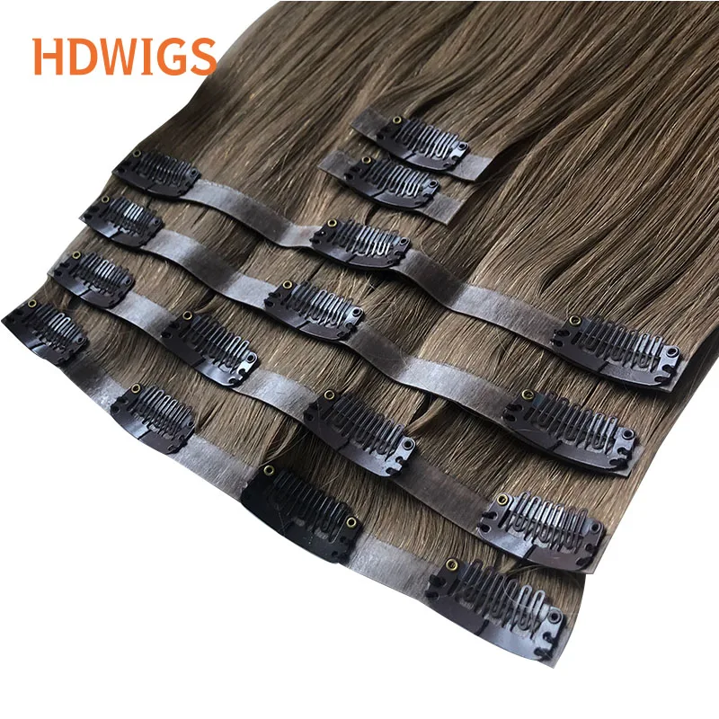 Hair Extensions Clips in Straight 6pcs Clip in PU Brazilian Virgin Human Fusion 100g Natural Blonde