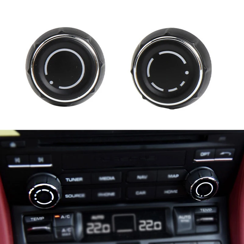 Car Center Console Audio Volume Knob Cover CD Control Switch Button For Porsche Cayenne Panamera Macan Boxster 911 718 Auto ABS