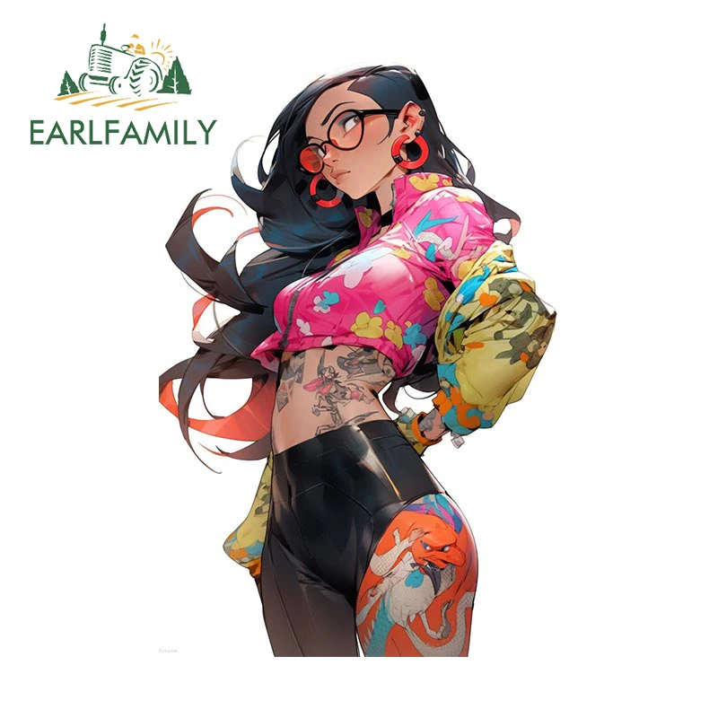 EARLFAMILY 13 см x 8,7 см Красивая тату девушка фанат Автомобильная наклейка аниме Creatvie наклейка мультфильм автомобильные аксессуары водонепроницаемый графический