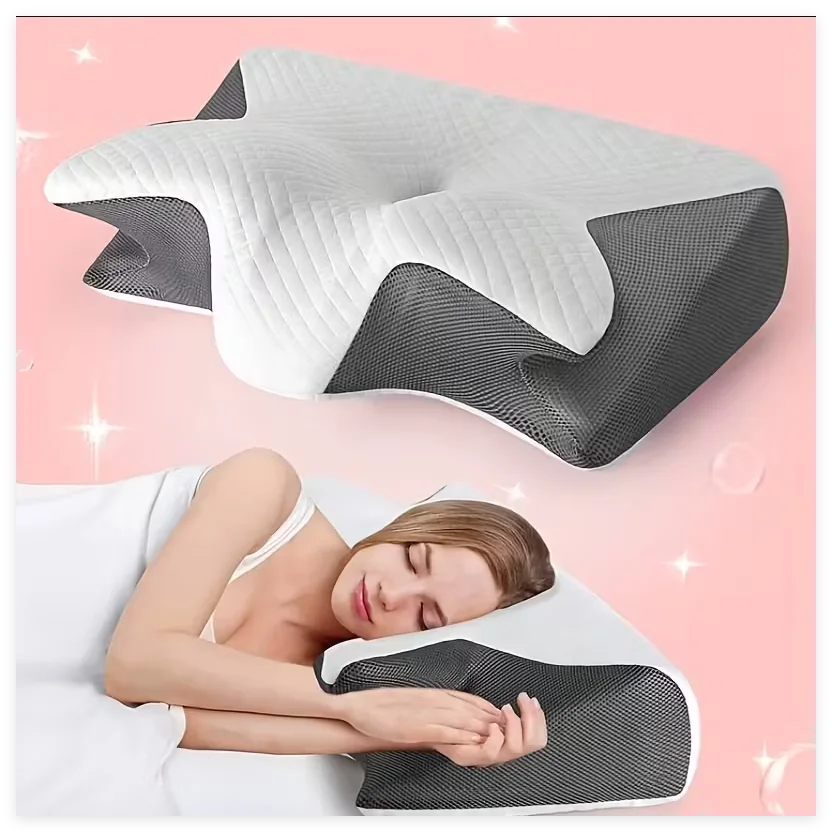 Ergonomic Memory Foam Neck Relief Pillow with Removable Cover