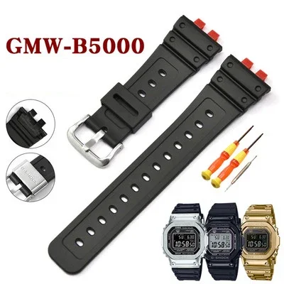 

Watch Accessories Strap Replacement for CASIO G-SHOCK GMW-B5000 Wrist Watch Band Stainless Steel Ring Rubber Waterproof Bracelet