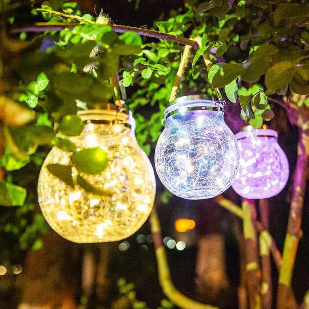 

Romantic Solar Crack Ball Glass Jar Light Colorful Christmas Lamp Nightlight For Outdoor Lighting Garden Decoration