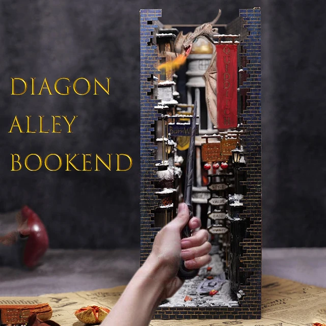 New Diy Book Nook Mysterious Ancient Streets Bookend Book Shelf Insert  Bookcase With Light Model Building Kit Toy Children Gift - Doll Houses -  AliExpress