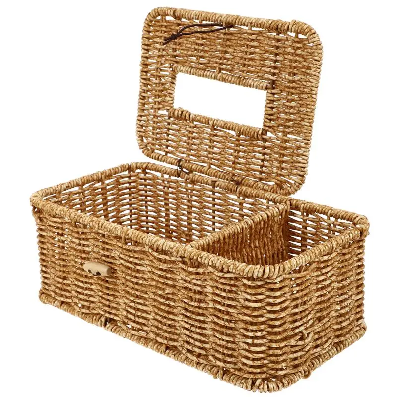 Large Size Woven Storage Box Tissue Holder Natural Paper Container Napkin Box Home Kitchen Bathroom ganization Housewares 4