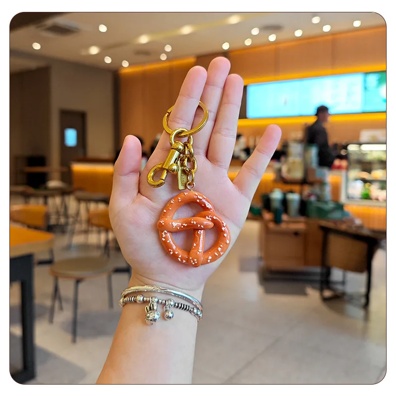Compact Snacks & Keychain Accessories: Alkaline Water & Bread Pendant Gifts