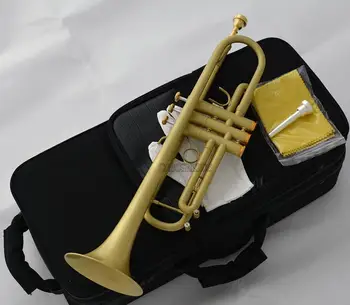 Professional Jazz Trumpet Yellow Satin finish Quality Bb Horn 2-Mouthpiece