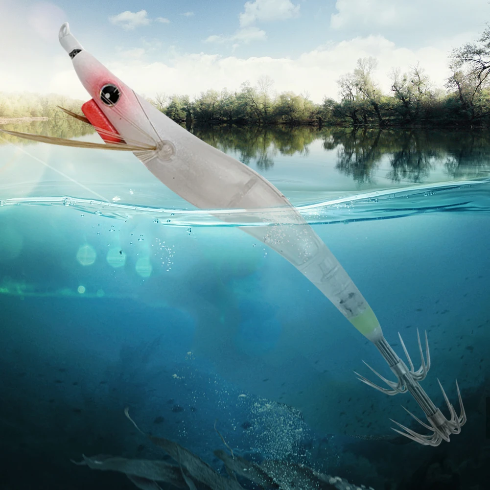 1-20Pcs 4.7g Sinker Squid Jig Fishing Lure Squid Hook For Wooden Luminous Octopus Shrimp Cuttlefish Hard Fishing Bait Wobbler