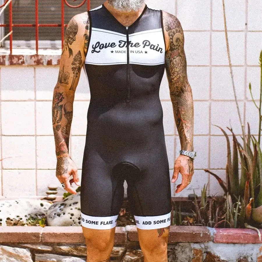 

Love The Pain-mono sin mangas para hombre y Mujer, conjunto de triatlón, Maillot de Ciclismo, ropa para correr, Verano