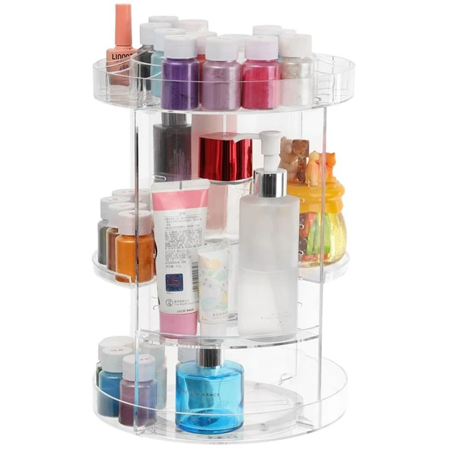 360° Rotating Makeup Organizer Acrylic Makeup Spinning Holder Adjustable  Bathroom Cosmetic Storage Rack 4 Trays Makeup Caddy - AliExpress