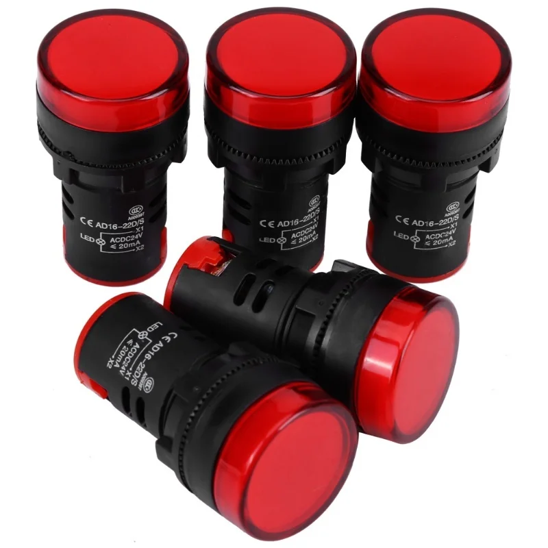 10개 AC/DC 24V 22mm 스레드 LED 전자 표시등 신호등