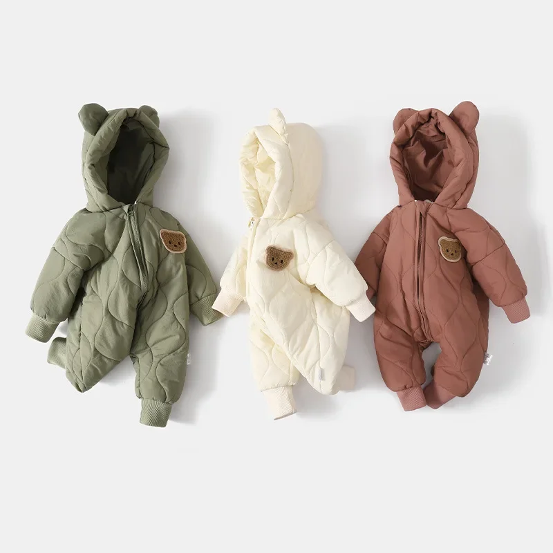 Winter Baby Clothing Fur Lining Warm Thick Toddler Girl's Boy's Rompers Cartoon Bear Infant Jumpsuit Newborn Overalls baby rompers baby jumpsuit baby clothing