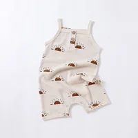 Summer Baby Rompers Waffle Boys Clothes Sleeveless Girls Jumpsuits 4