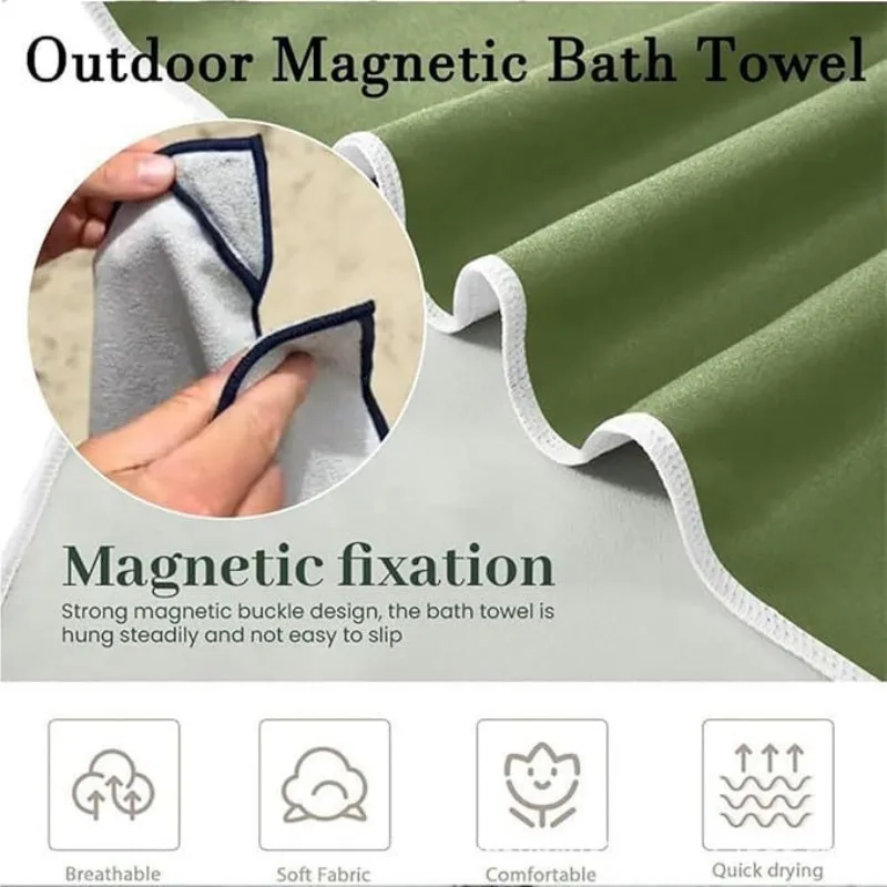 Cotton Beach Towel Bath Towel New Multifunctional Outdoor Magnetic Bath Towel Portable Coral Fleece Magnet Towels for Beach