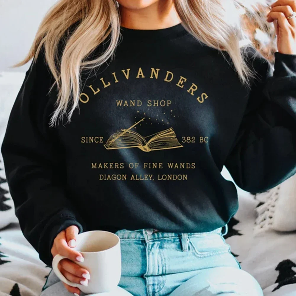 Wizard Book Shop Sweatshirt HP Sweater Magic Wizard Hoodies Women Long Sleeve Sweatshirts Book Nerd Pullover Fans Gift Hoodie 6