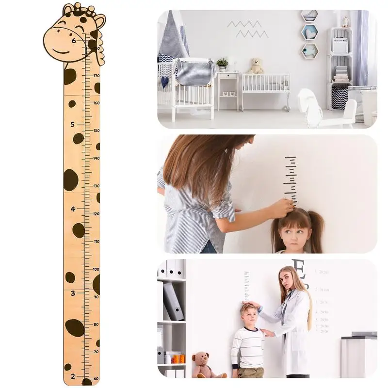4 Sheets Plastic Kids Height Growth Chart Ruler cute animal shape Height Gauge Room Decor Wall Meter Measurement Sticker