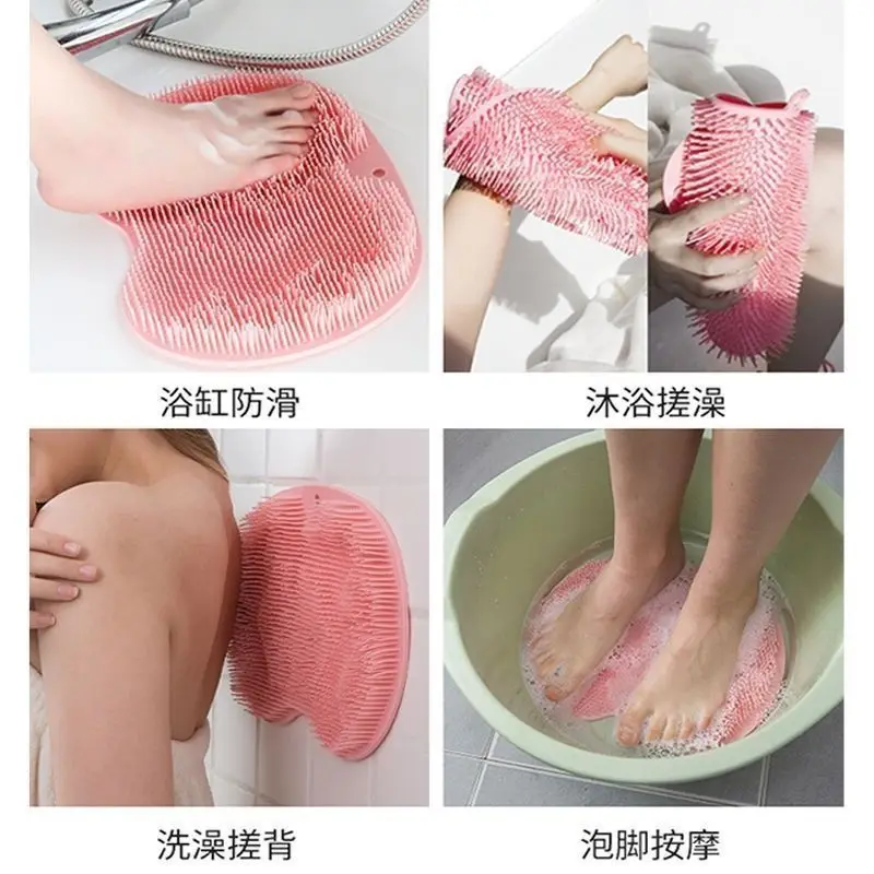 Silicone Rub Back Brush Bathroom Non-slip Wash Foot Pad Massage Shower Mat with Sucker Bath Massage Foot Exfoliating Brush Pad 3
