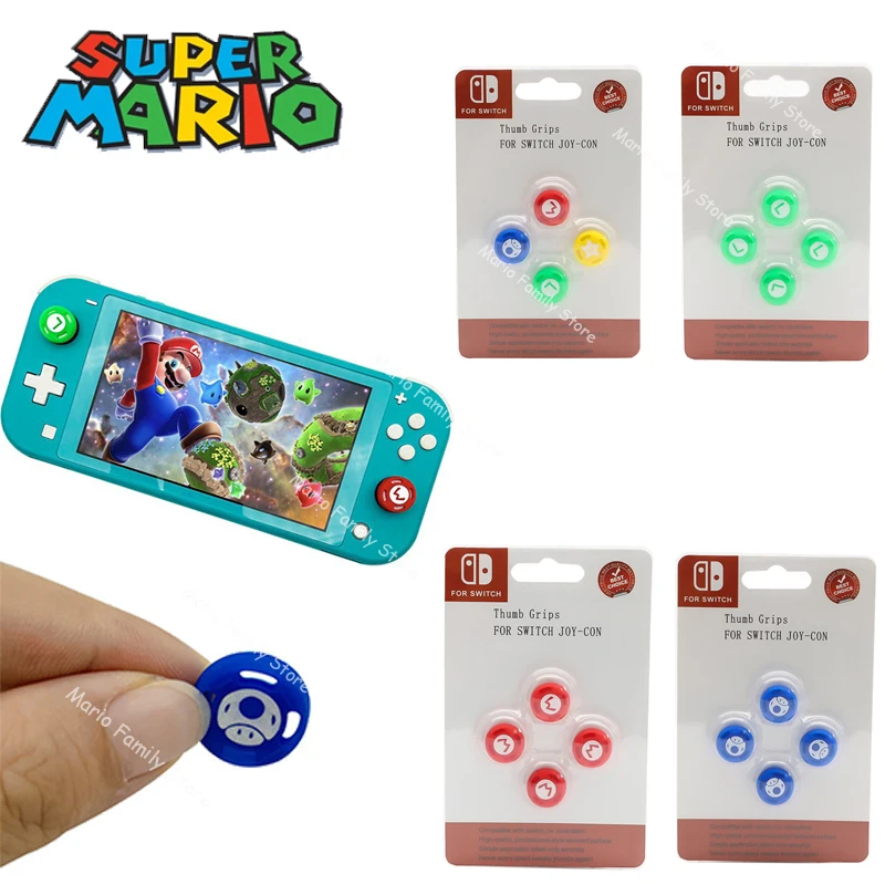 4 Pezzi Super Mario Bros Thumb Grip Caps Per Switch Oled Ns Lite Joy-Con Thumbstick Case Cartoon Switch Controller Accessori Regalo