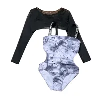 Girls Cow Print Shorts Toddler Baby Girl's 2 Piece Swimsuits Prints Bikini Bathing Suit Briefs Long Sleeves Girls Swim Suits7-8 2