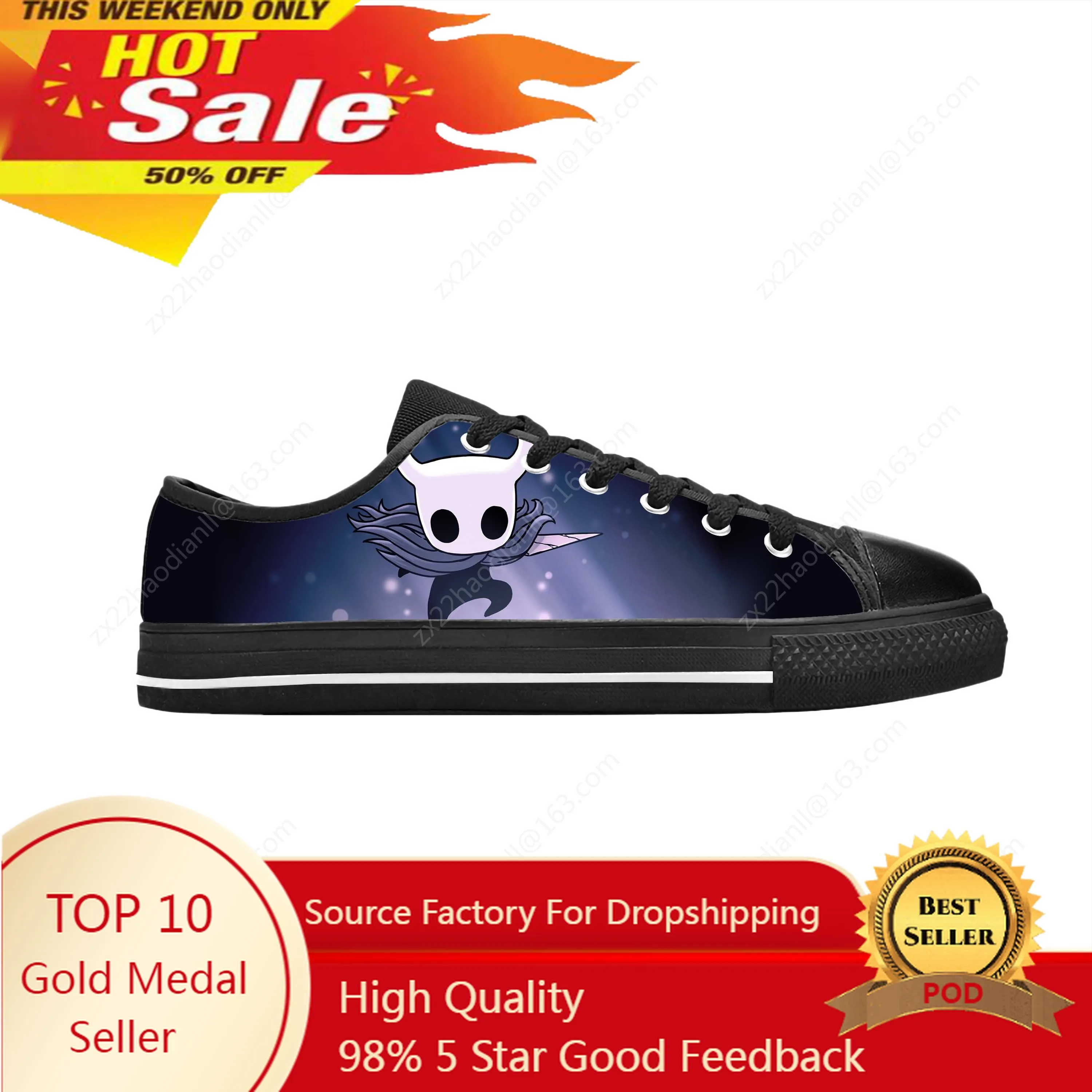 Knight Anime Cartoon Manga Comic Game Hollow Cool Casual Cloth Shoes Low Top Comfortable Breathable 3D Print Men Women Sneakers